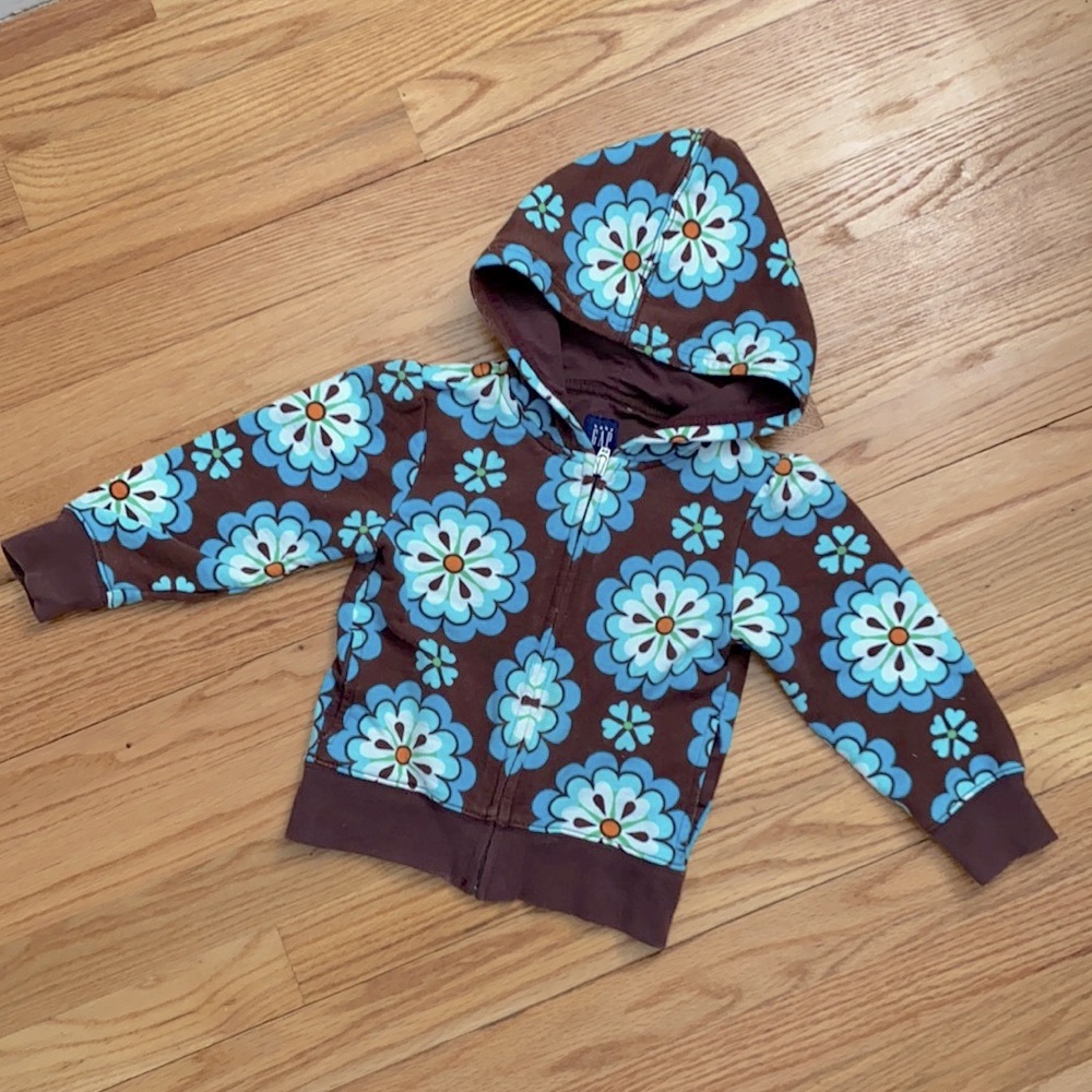 Brown gap flower full-zip hoodie
